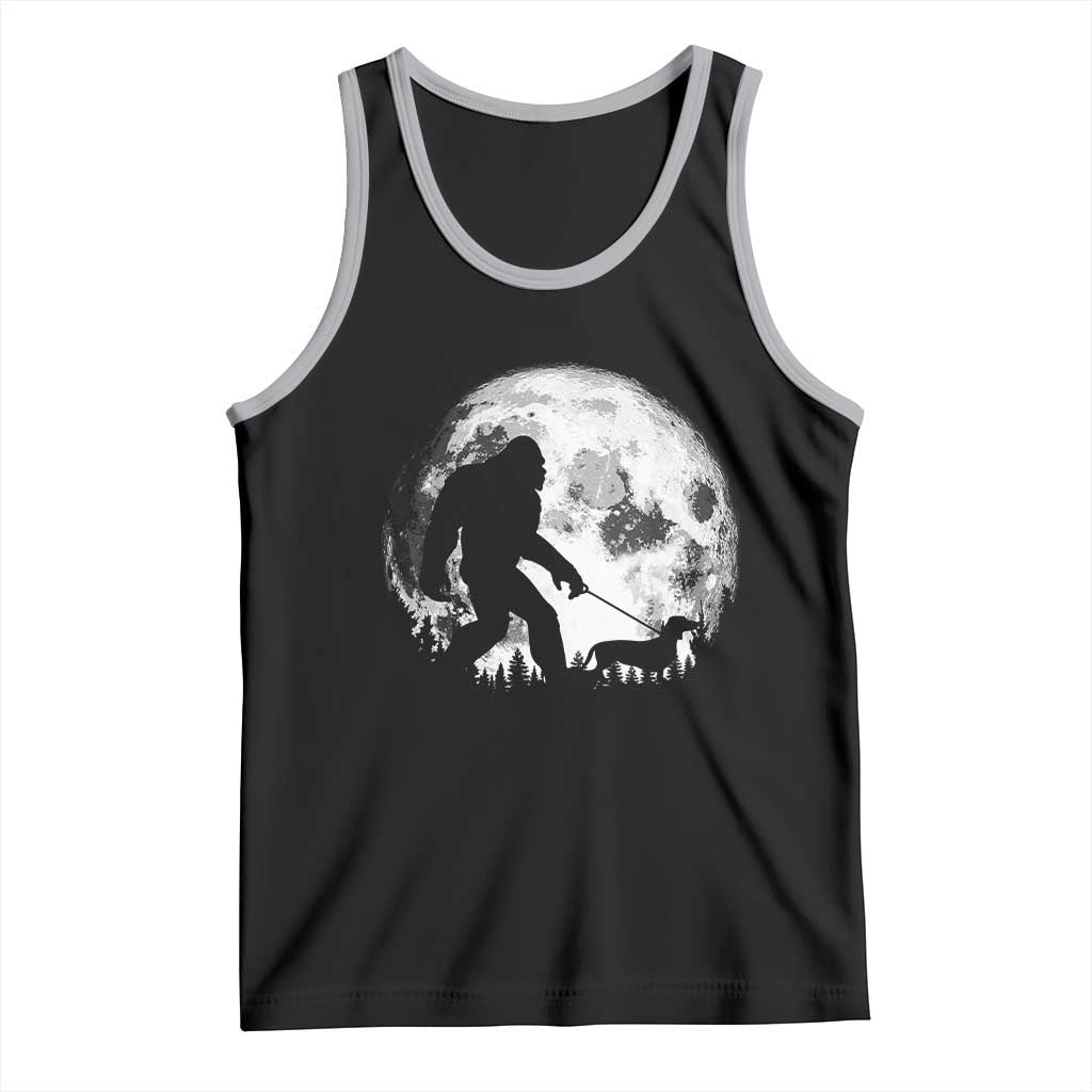 Bigfoot Walking Dachshund Tank Top Funny Doxie Wiener Sasquatch Night Stroll Full Moon - Wonder Print Shop