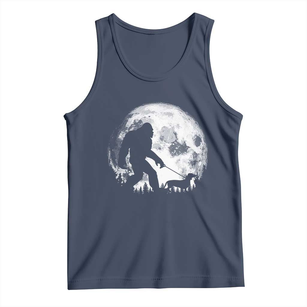 Bigfoot Walking Dachshund Tank Top Funny Doxie Wiener Sasquatch Night Stroll Full Moon - Wonder Print Shop