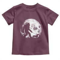 Bigfoot Walking Dachshund Toddler T Shirt Funny Doxie Wiener Sasquatch Night Stroll Full Moon - Wonder Print Shop