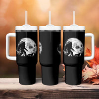 Bigfoot Walking Dachshund Tumbler With Handle Funny Doxie Wiener Sasquatch Night Stroll Full Moon - Wonder Print Shop