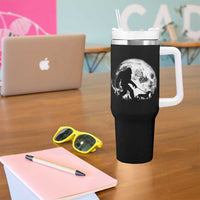 Bigfoot Walking Dachshund Tumbler With Handle Funny Doxie Wiener Sasquatch Night Stroll Full Moon - Wonder Print Shop