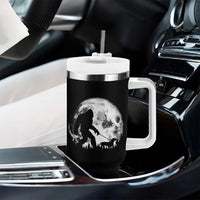 Bigfoot Walking Dachshund Tumbler With Handle Funny Doxie Wiener Sasquatch Night Stroll Full Moon - Wonder Print Shop