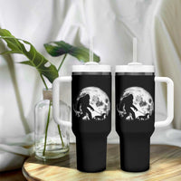 Bigfoot Walking Dachshund Tumbler With Handle Funny Doxie Wiener Sasquatch Night Stroll Full Moon - Wonder Print Shop