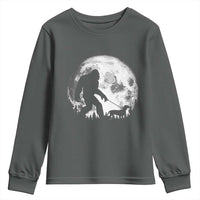 Bigfoot Walking Dachshund Youth Sweatshirt Funny Doxie Wiener Sasquatch Night Stroll Full Moon - Wonder Print Shop