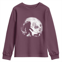 Bigfoot Walking Dachshund Youth Sweatshirt Funny Doxie Wiener Sasquatch Night Stroll Full Moon - Wonder Print Shop