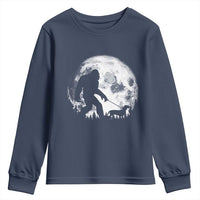 Bigfoot Walking Dachshund Youth Sweatshirt Funny Doxie Wiener Sasquatch Night Stroll Full Moon - Wonder Print Shop