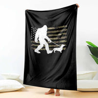 Bigfoot Walking Dachshund Throw Blanket Sasquatch Camo American Flag USA Military Patriotic - Wonder Print Shop