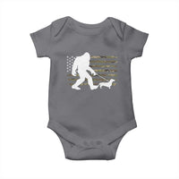 Bigfoot Walking Dachshund Baby Onesie Sasquatch Camo American Flag USA Military Patriotic - Wonder Print Shop