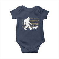 Bigfoot Walking Dachshund Baby Onesie Sasquatch Camo American Flag USA Military Patriotic - Wonder Print Shop