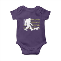 Bigfoot Walking Dachshund Baby Onesie Sasquatch Camo American Flag USA Military Patriotic - Wonder Print Shop