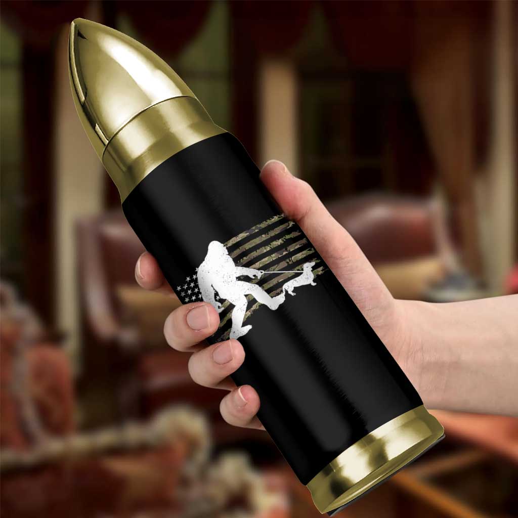 Bigfoot Walking Dachshund Bullet Tumbler Sasquatch Camo American Flag USA Military Patriotic - Wonder Print Shop
