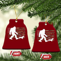 Bigfoot Walking Dachshund Ceramic Ornament Sasquatch Camo American Flag USA Military Patriotic - Wonder Print Shop