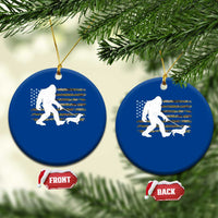 Bigfoot Walking Dachshund Ceramic Ornament Sasquatch Camo American Flag USA Military Patriotic - Wonder Print Shop