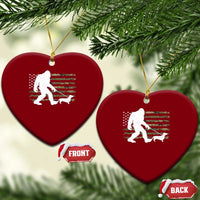 Bigfoot Walking Dachshund Ceramic Ornament Sasquatch Camo American Flag USA Military Patriotic - Wonder Print Shop