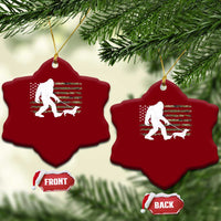 Bigfoot Walking Dachshund Ceramic Ornament Sasquatch Camo American Flag USA Military Patriotic - Wonder Print Shop