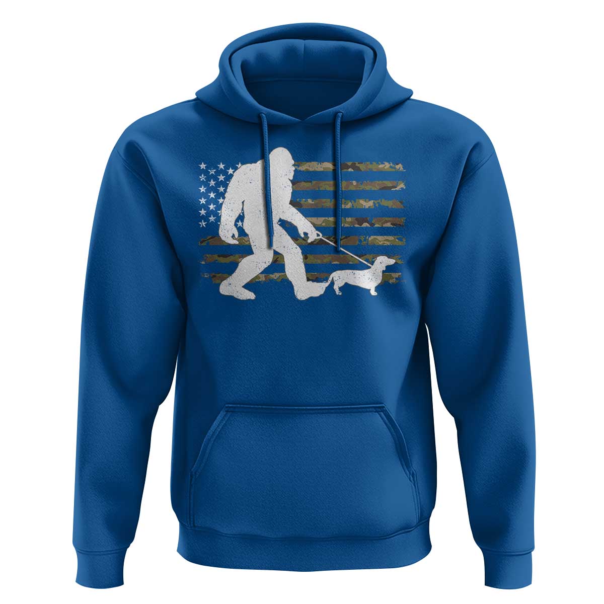 Bigfoot Walking Dachshund Hoodie Sasquatch Camo American Flag USA Military Patriotic - Wonder Print Shop