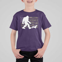 Bigfoot Walking Dachshund T Shirt For Kid Sasquatch Camo American Flag USA Military Patriotic - Wonder Print Shop