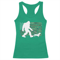 Bigfoot Walking Dachshund Racerback Tank Top Sasquatch Camo American Flag USA Military Patriotic - Wonder Print Shop