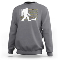 Bigfoot Walking Dachshund Sweatshirt Sasquatch Camo American Flag USA Military Patriotic - Wonder Print Shop