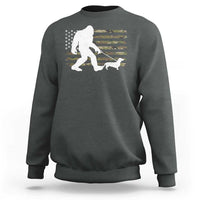 Bigfoot Walking Dachshund Sweatshirt Sasquatch Camo American Flag USA Military Patriotic - Wonder Print Shop