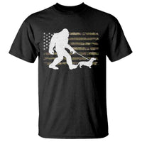Bigfoot Walking Dachshund T Shirt Sasquatch Camo American Flag USA Military Patriotic - Wonder Print Shop