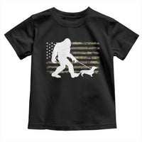 Bigfoot Walking Dachshund Toddler T Shirt Sasquatch Camo American Flag USA Military Patriotic - Wonder Print Shop