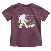 Bigfoot Walking Dachshund Toddler T Shirt Sasquatch Camo American Flag USA Military Patriotic - Wonder Print Shop