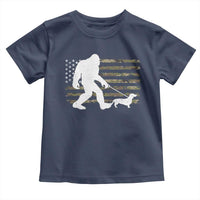Bigfoot Walking Dachshund Toddler T Shirt Sasquatch Camo American Flag USA Military Patriotic - Wonder Print Shop