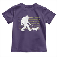 Bigfoot Walking Dachshund Toddler T Shirt Sasquatch Camo American Flag USA Military Patriotic - Wonder Print Shop