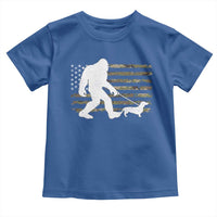 Bigfoot Walking Dachshund Toddler T Shirt Sasquatch Camo American Flag USA Military Patriotic - Wonder Print Shop