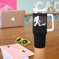 Bigfoot Walking Dachshund Tumbler With Handle Sasquatch Camo American Flag USA Military Patriotic - Wonder Print Shop