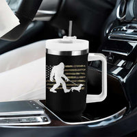 Bigfoot Walking Dachshund Tumbler With Handle Sasquatch Camo American Flag USA Military Patriotic - Wonder Print Shop