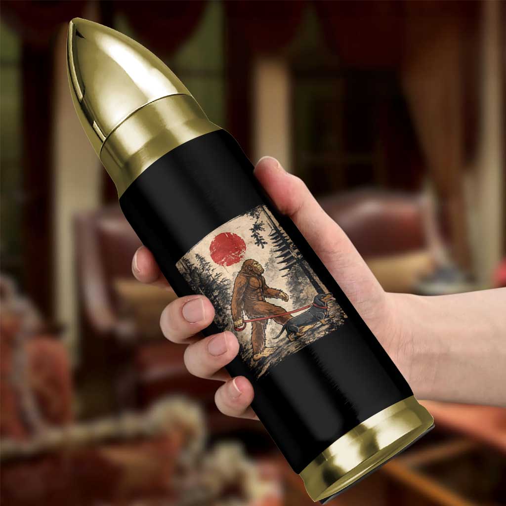 Bigfoot Dachshund Lovers Bullet Tumbler Japanese Vintage Graphic Ukiyo-e Art Sasquatch Wiener Dog Gift