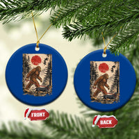 Bigfoot Dachshund Lovers Ceramic Ornament Japanese Vintage Graphic Ukiyo-e Art Sasquatch Wiener Dog Gift