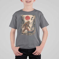 Bigfoot Dachshund Lovers T Shirt For Kid Japanese Vintage Graphic Ukiyo-e Art Sasquatch Wiener Dog Gift