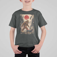Bigfoot Dachshund Lovers T Shirt For Kid Japanese Vintage Graphic Ukiyo-e Art Sasquatch Wiener Dog Gift