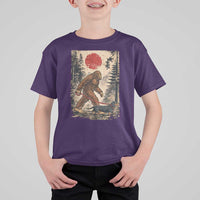 Bigfoot Dachshund Lovers T Shirt For Kid Japanese Vintage Graphic Ukiyo-e Art Sasquatch Wiener Dog Gift