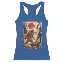 Bigfoot Dachshund Lovers Racerback Tank Top Japanese Vintage Graphic Ukiyo-e Art Sasquatch Wiener Dog Gift