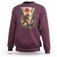 Bigfoot Dachshund Lovers Sweatshirt Japanese Vintage Graphic Ukiyo-e Art Sasquatch Wiener Dog Gift