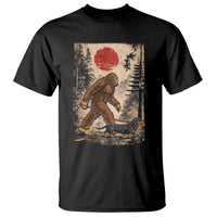 Bigfoot Dachshund Lovers T Shirt Japanese Vintage Graphic Ukiyo-e Art Sasquatch Wiener Dog Gift
