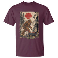 Bigfoot Dachshund Lovers T Shirt Japanese Vintage Graphic Ukiyo-e Art Sasquatch Wiener Dog Gift