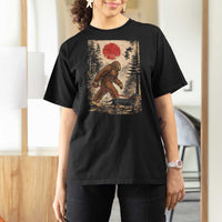 Bigfoot Dachshund Lovers T Shirt For Women Japanese Vintage Graphic Ukiyo-e Art Sasquatch Wiener Dog Gift