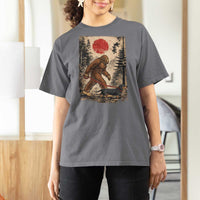 Bigfoot Dachshund Lovers T Shirt For Women Japanese Vintage Graphic Ukiyo-e Art Sasquatch Wiener Dog Gift