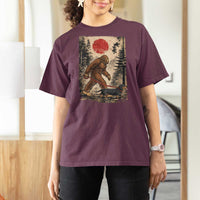 Bigfoot Dachshund Lovers T Shirt For Women Japanese Vintage Graphic Ukiyo-e Art Sasquatch Wiener Dog Gift