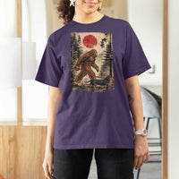 Bigfoot Dachshund Lovers T Shirt For Women Japanese Vintage Graphic Ukiyo-e Art Sasquatch Wiener Dog Gift