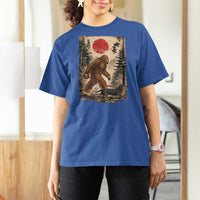 Bigfoot Dachshund Lovers T Shirt For Women Japanese Vintage Graphic Ukiyo-e Art Sasquatch Wiener Dog Gift