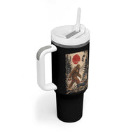 Bigfoot Dachshund Lovers Tumbler With Handle Japanese Vintage Graphic Ukiyo-e Art Sasquatch Wiener Dog Gift