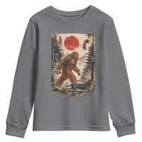 Bigfoot Dachshund Lovers Youth Sweatshirt Japanese Vintage Graphic Ukiyo-e Art Sasquatch Wiener Dog Gift