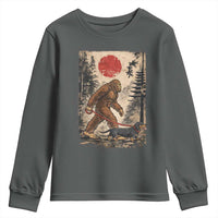 Bigfoot Dachshund Lovers Youth Sweatshirt Japanese Vintage Graphic Ukiyo-e Art Sasquatch Wiener Dog Gift