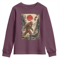 Bigfoot Dachshund Lovers Youth Sweatshirt Japanese Vintage Graphic Ukiyo-e Art Sasquatch Wiener Dog Gift